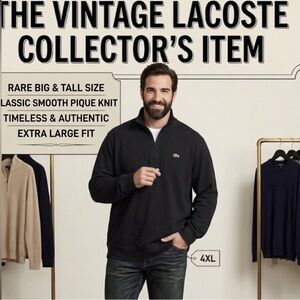 Lacoste Men's black Waffle-Knit Quarter-Zip Sweater 4XL/9
